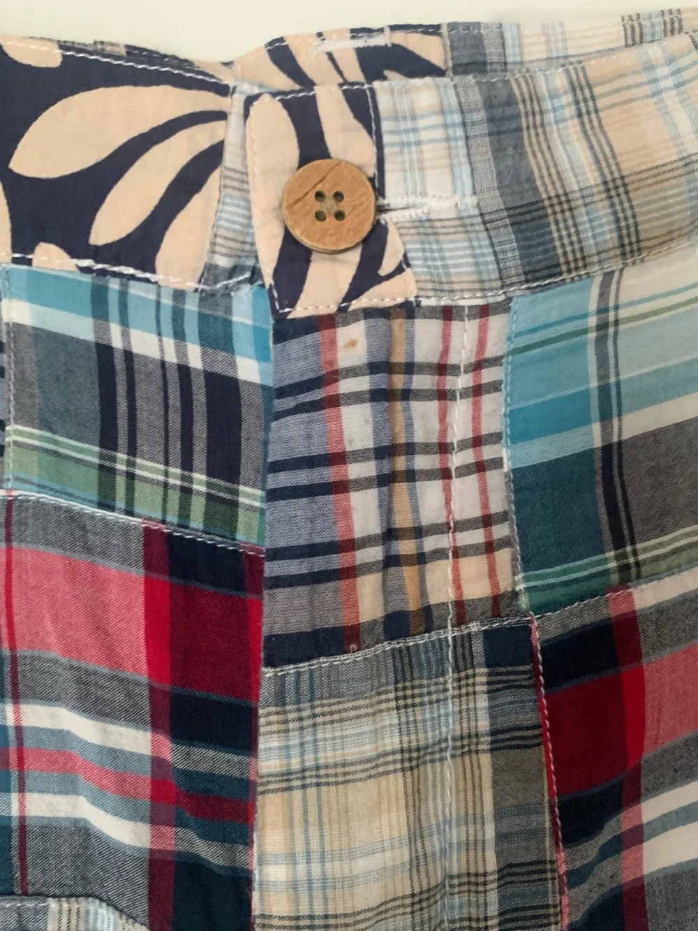 Vintage 1946 Patchwork Plaid Cotton Shorts Size 34